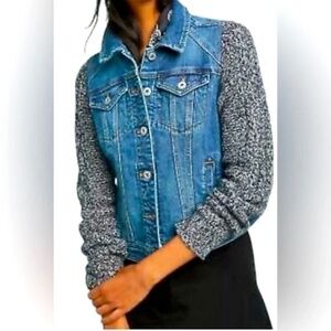 Pilcro/Anthropologie Denim Jean Jacket with Sweater Sleeves Size S